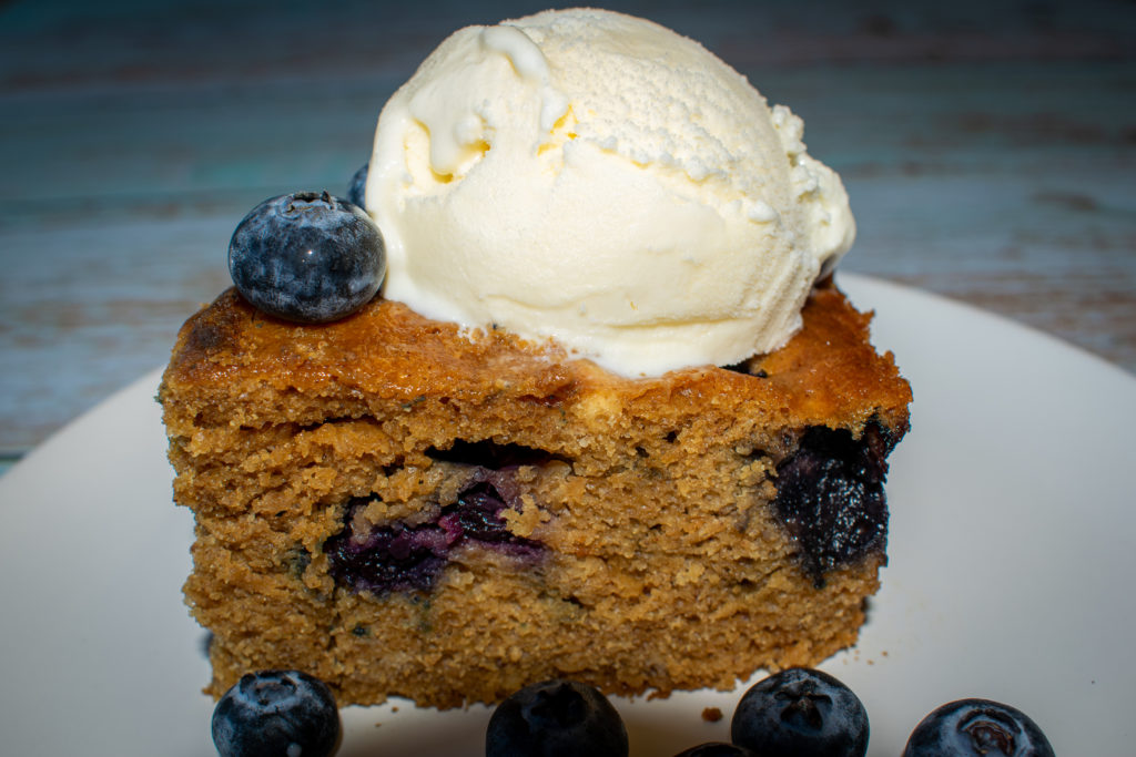 blueberry gingerbread with ice cream