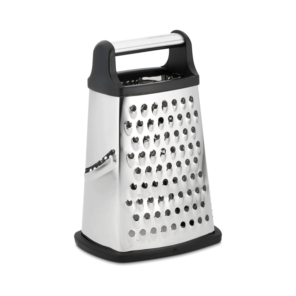Professional Box Grater, Stainless Steel with 4 Sides, Best for Parmesan Cheese, Vegetables, Ginger, XL Size, Black