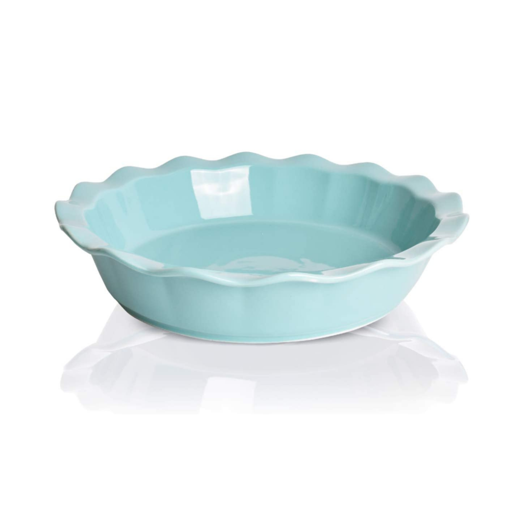 Bosmarlin Ceramic Pie Pan, 9 Inches Pie Dish, 50 Oz, Pie Plate for Baking, Microwave, Oven Safe and Dishwasher safe (Pastel blue, 9 inches)